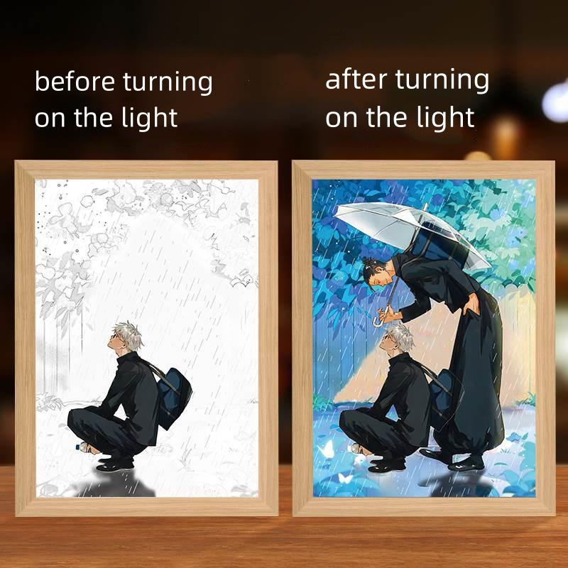 Jujutsu Kaisen Licht Dekorative Malerei Anime Figur Led Dekore Foto Rahmen Leuchtende Malerei Poster 9inch von Joom DACH