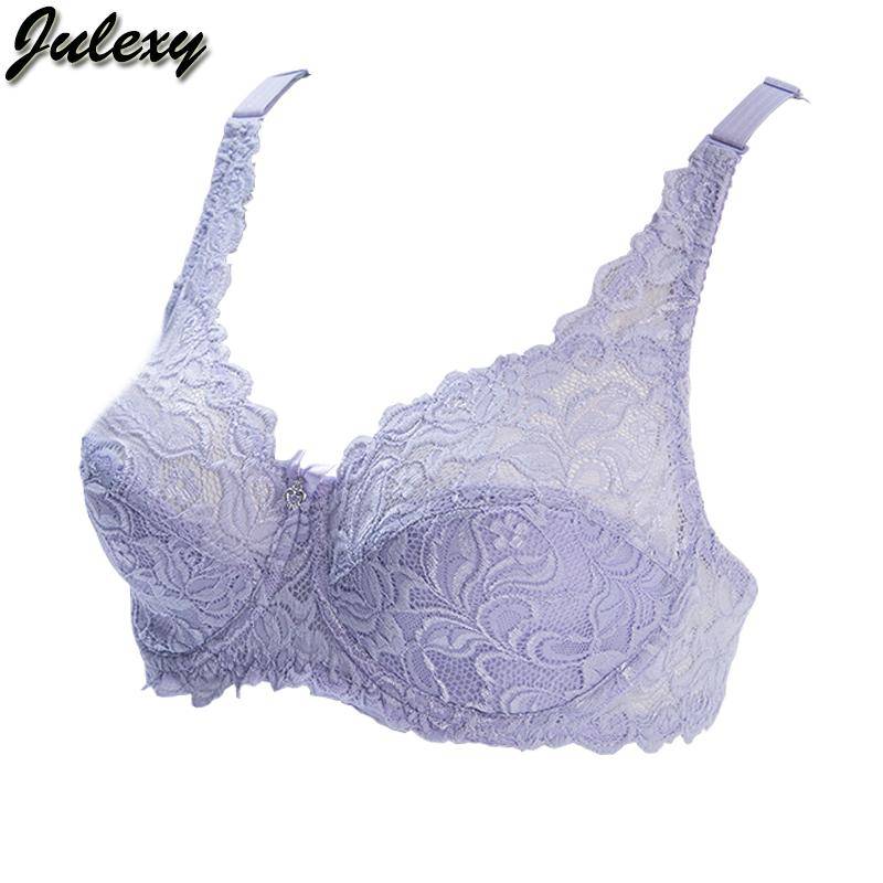 Julexy Big CDE Damen-BH, transparent, ultradünn, Bralette, Übergröße, Unterwäsche, Spitzen-Büstenhalter 80D violett von Joom DACH