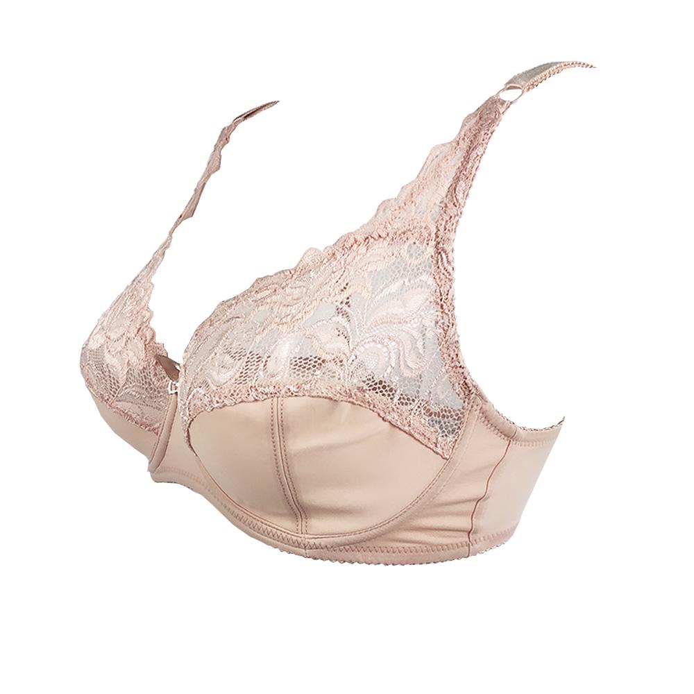 Julexy CD-Cup Big Size Damen-BH Spitze aushöhlen Unterwäsche Sexy ultradünner transparenter Büstenhalter 85D beige von Joom DACH