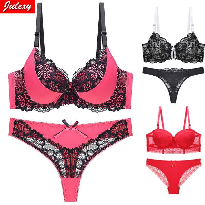 Julexy Neuankömmlinge 2022 sexy Damen-BH-Set BC Cup Push-up-Unterwäsche und Höschen-Set Intim-Tanga-Unterwäsche-Set 75B schwarz von Joom DACH