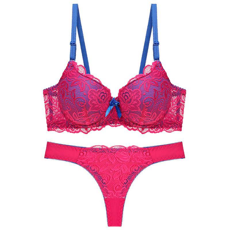 Julexy Neue 2021 Sexy Spitze Frauen bh set tanga aushöhlen bh Panty Set dessous kurze set 85B rot von Joom DACH