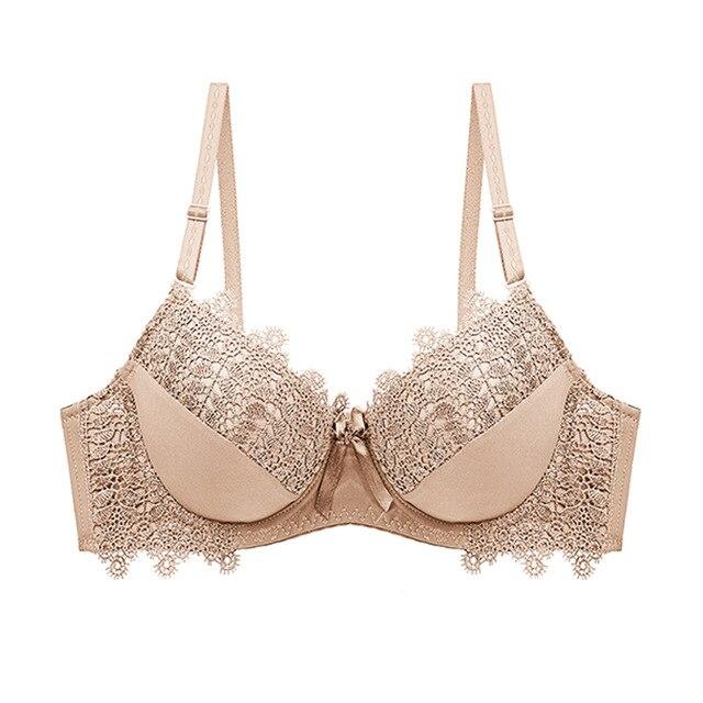 Julexy Neue 2021 Sexy Spitze Push-Up Frauen Bh Set Solide ABC Cup Dessous Unterwäsche Für Frauen Schwarz Rot Beige 90B beige von Joom DACH