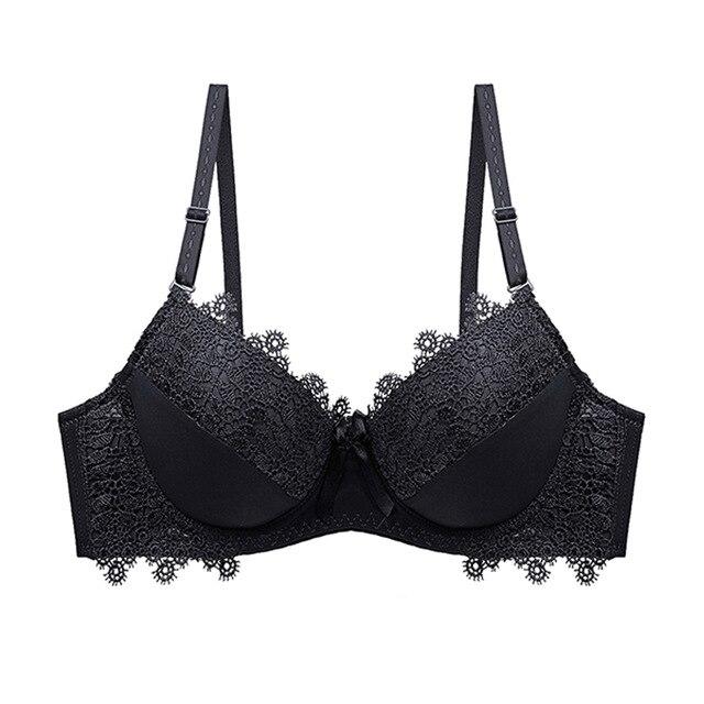 Julexy Neue 2021 Sexy Spitze Push-Up Frauen Bh Set Solide ABC Cup Dessous Unterwäsche Für Frauen Schwarz Rot Beige 90B schwarz von Joom DACH
