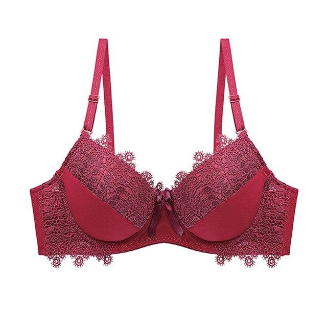 Julexy Neue 2021 Sexy Spitze Push-Up Frauen Bh Set Solide ABC Cup Dessous Unterwäsche Für Frauen Schwarz Rot Beige 90B rot von Joom DACH