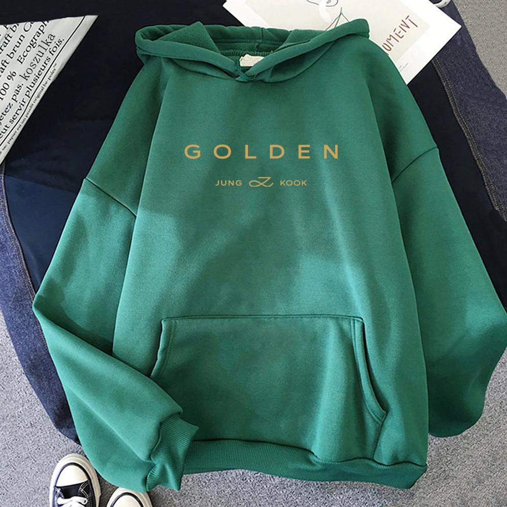 JungKook Golden Hoodie Damen Ästhetisch Standing Next To You Hoodies Unisex Album Buchstaben Print Golden Pullover M grün von Joom DACH