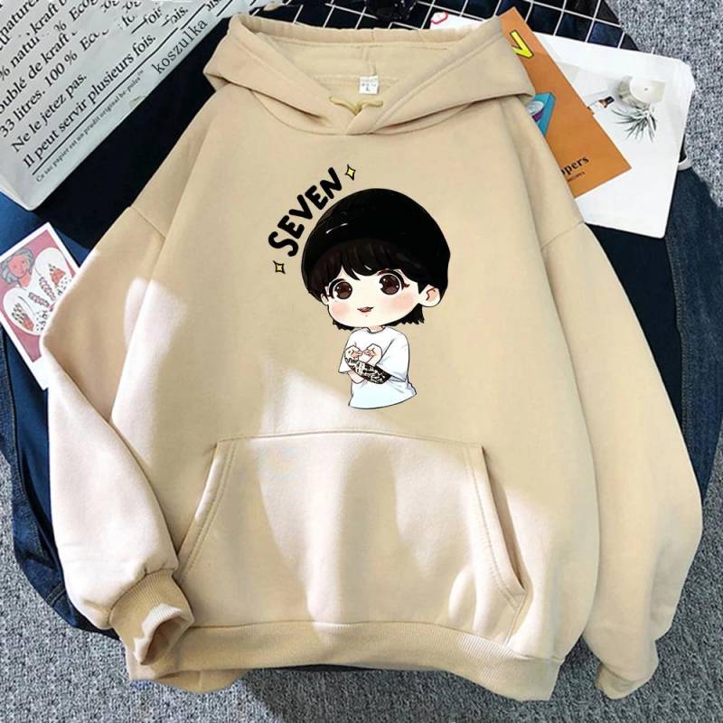 JungKook Seven Hoodie Frauen Harajuku Ästhetische Lustige Kawaii Hoodies Unisex Herbst Winter Casual Fleece Pullover Sweatshirts Tops XL von Joom DACH