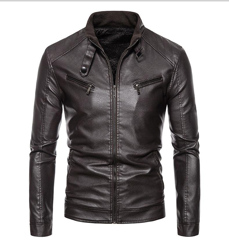 Junge Herren Leder Mode Casual Motorrad PU Leder Herren dünne Lederjacke Herren Mantel Flut 5XL von Joom DACH