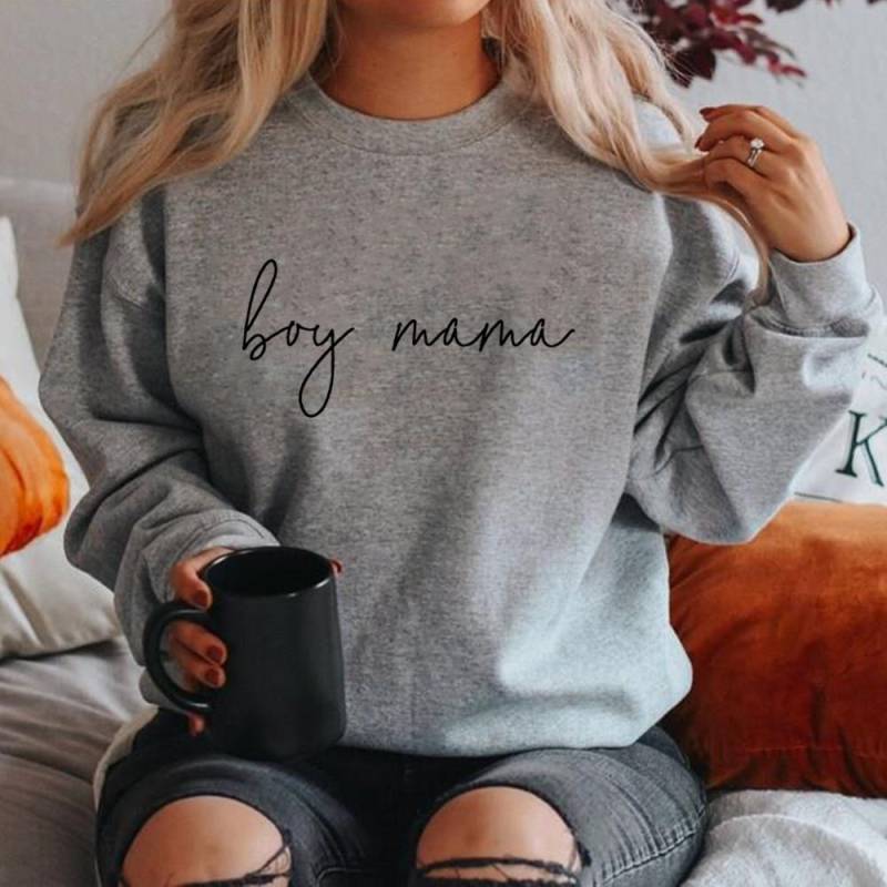 Junge Mama Sweatshirt Muttertagsgeschenk Junge Mama Hoodie Frauen Hoodies Langarm Crewneck Sweatshirts Weibliche Casual Pullover Tops XL graue von Joom DACH