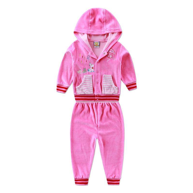 Junge und Mädchen Baby Kleinkind Kleidung Velours Winter Frühling Langarm Hosen Set mit Hut Knöpfe Kinderbekleidung Aapparel 3T rosa von Joom DACH