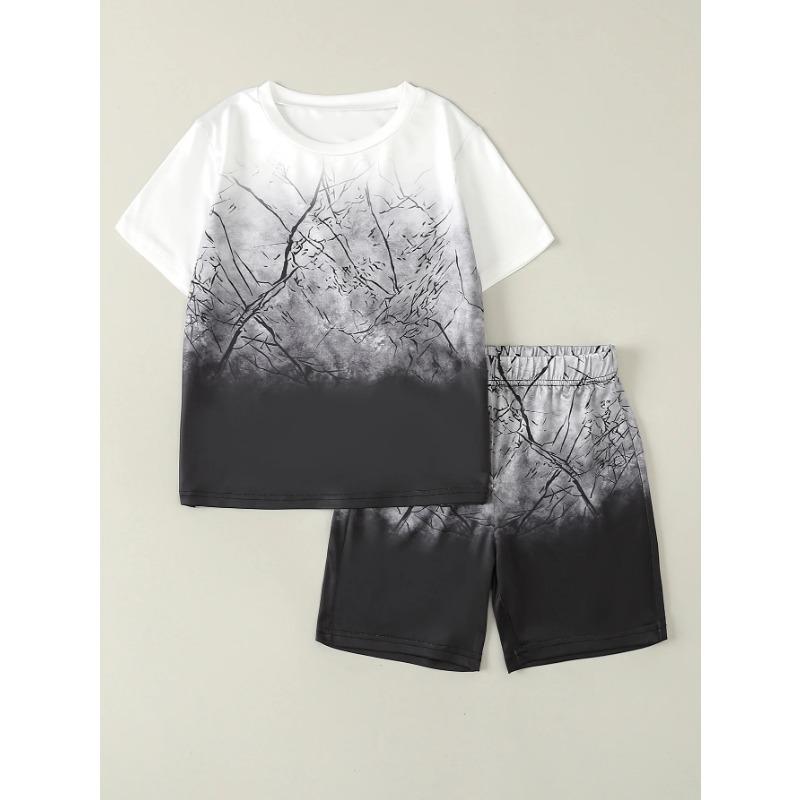 Jungen Anzug Mode 3D Gedruckt Lässiger Pullover Kurzarm Shorts T-Shirt, Jungen Outdoor T-Shirt Shorts Set 130 von Joom DACH