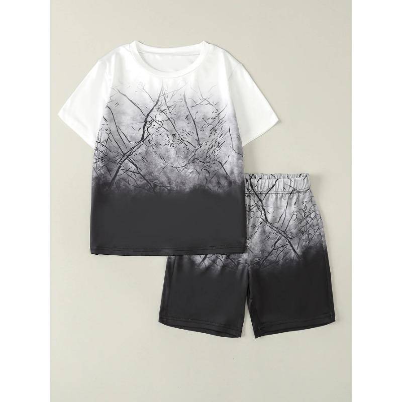 Jungen Anzug Mode 3D Gedruckt Lässiger Pullover Kurzarm Shorts T-Shirt, Jungen Outdoor T-Shirt Shorts Set 130 von Joom DACH