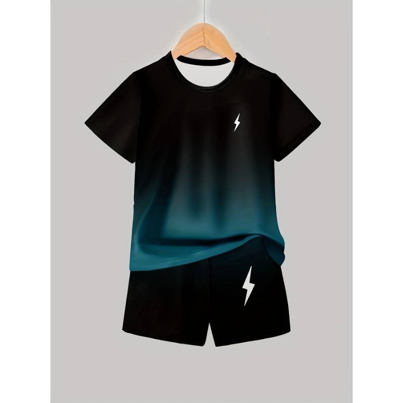 Jungen Anzug Mode 3D Gedruckt Lässiger Pullover Kurzarm Shorts T-Shirt, Jungen Outdoor T-Shirt Shorts Set 150 von Joom DACH