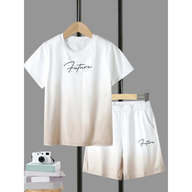 Jungen Anzug Mode 3D Gedruckt Lässiger Pullover Kurzarm Shorts T-Shirt, Jungen Outdoor T-Shirt Shorts Set 160 von Joom DACH