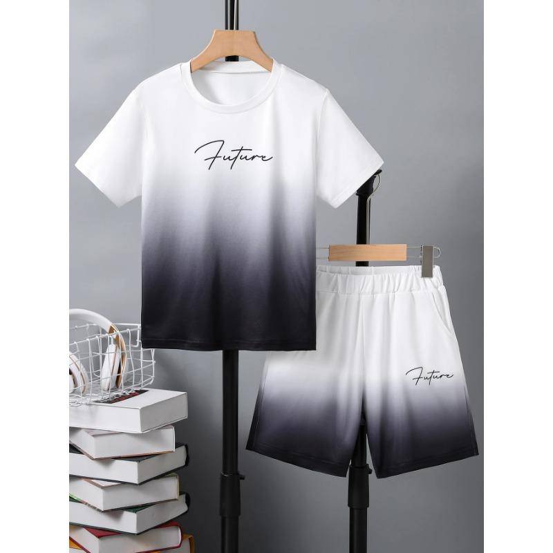 Jungen Anzug Mode 3D Gedruckt Lässiger Pullover Kurzarm Shorts T-Shirt, Jungen Outdoor T-Shirt Shorts Set 160 von Joom DACH