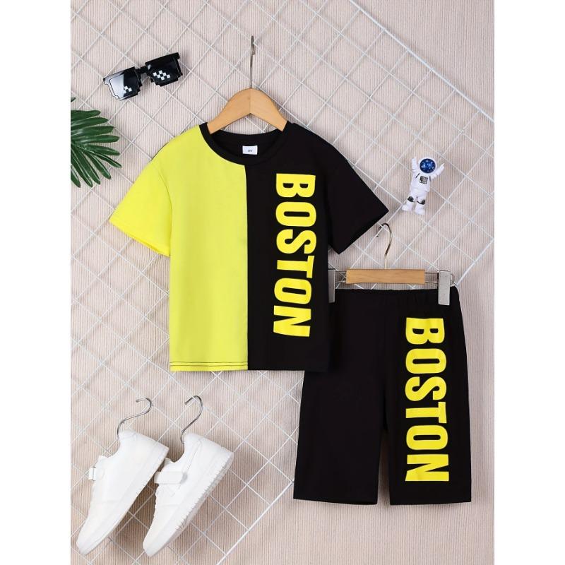 Jungen Anzug Mode 3D Gedruckt Lässiger Pullover Kurzarm Shorts T-Shirt, Jungen Outdoor T-Shirt Shorts Set 160 von Joom DACH