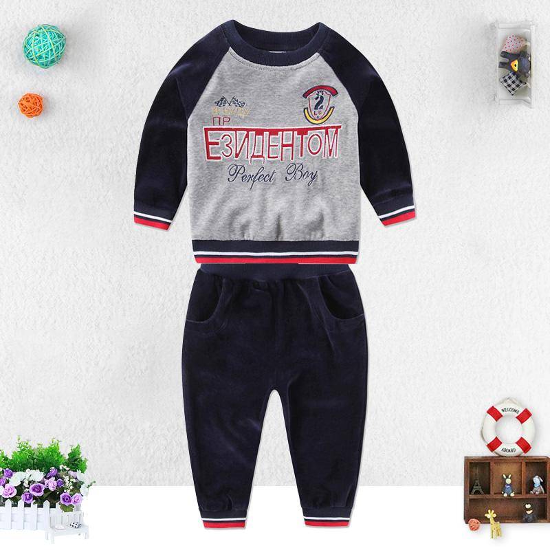 Jungen Baby Kleinkind Kleidung Velours Winter Frühling Langarm Hemd Hosen Hosen Set Kinderkleidung Aapparel Mann 3T schwarz von Joom DACH