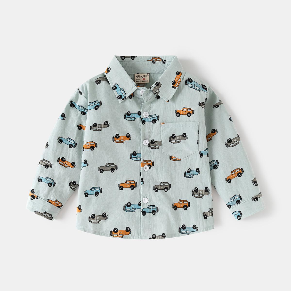 Jungen Baumwollhemd 2025 Frühling und Herbst neues Kinder niedliches bedrucktes Hemd Koreanische Version Kinder Langarm-Top Tide 100cm von Joom DACH