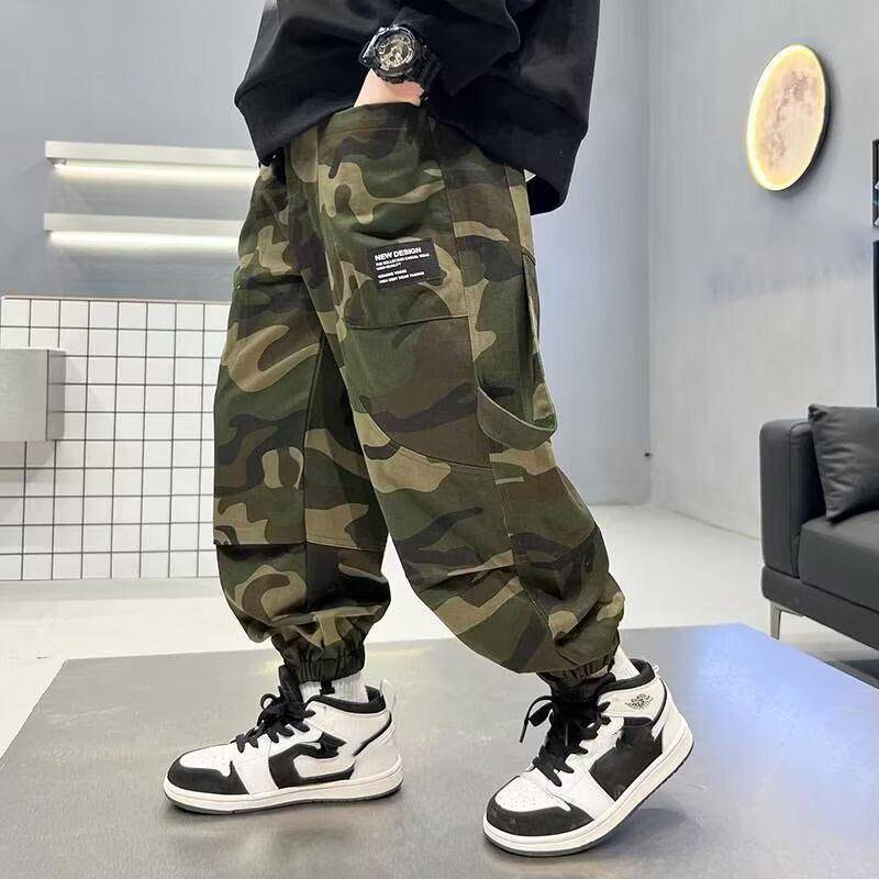 Jungen Camouflage Cargohose Große Kinder Casual Sporthose Frühling Teenager Joggerhose Kinder Streetwear Baggy Pants 150 grün von Joom DACH