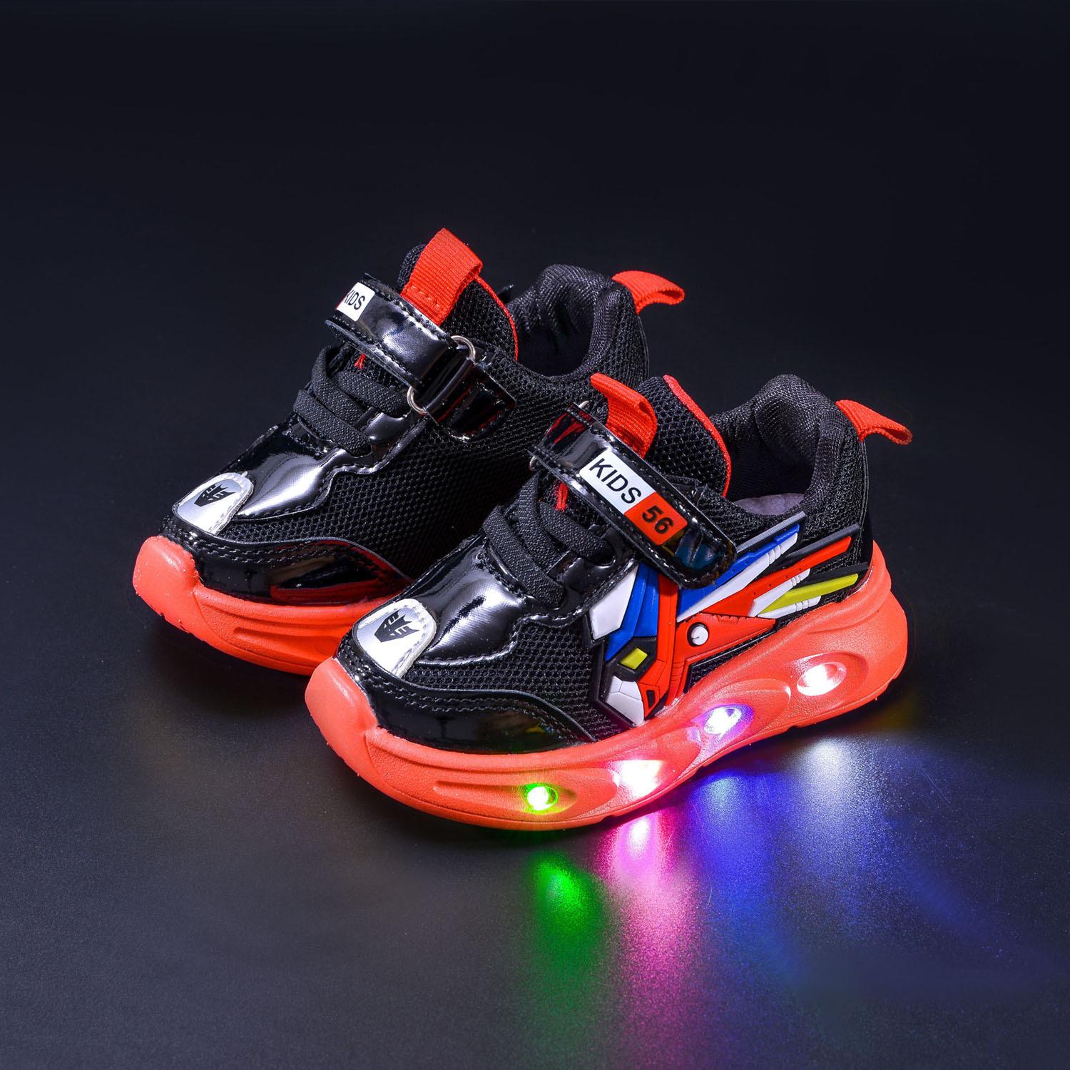 Jungen Cartoon Mecha Schuhe Frühling und Herbst Kinder Casual Sportschuhe LED Licht Schuhe 21 rot von Joom DACH