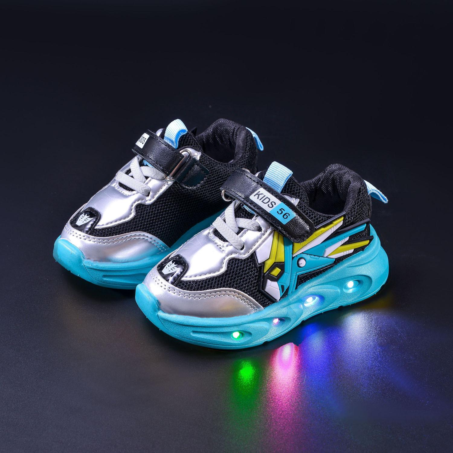 Jungen Cartoon Mecha Schuhe Frühling und Herbst Kinder Casual Sportschuhe LED Licht Schuhe 23 blau von Joom DACH
