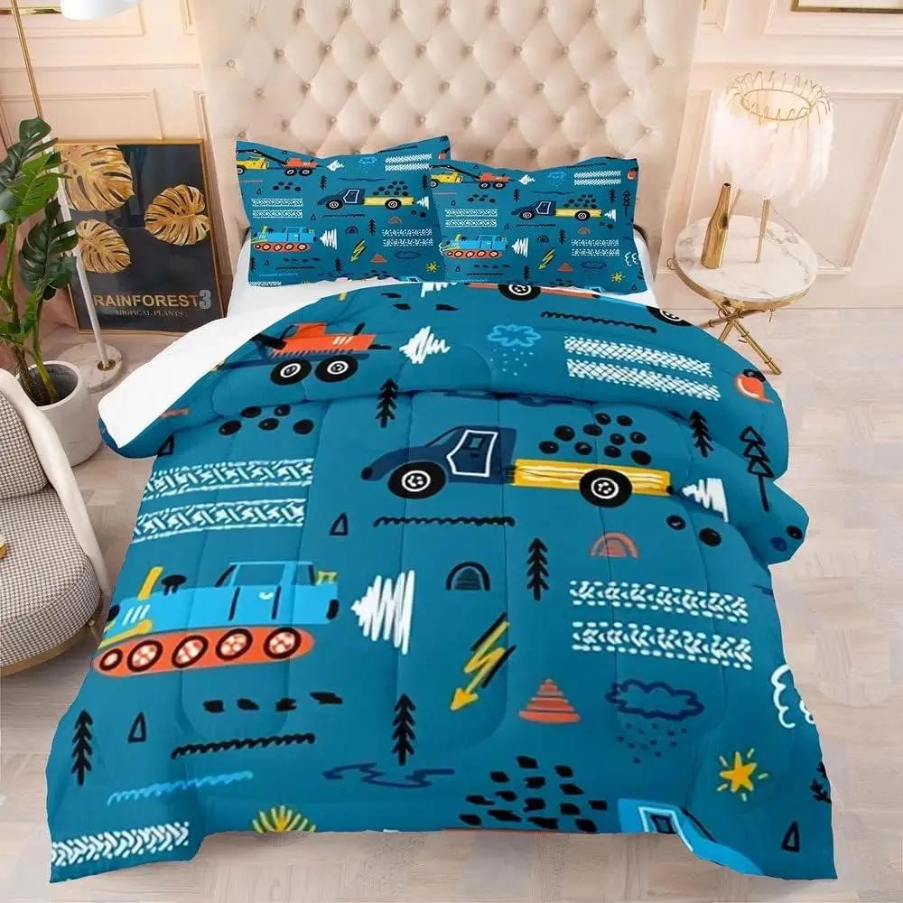 Jungen Cartoon Traktoren Bettbezug Set, Bauernhof Baustelle Bettbezug Kinder Fahrzeuge LKW Auto Bettwäsche Set für Kinder Jugendliche 100x135cm 2pcs&Duvet Cover von Joom DACH