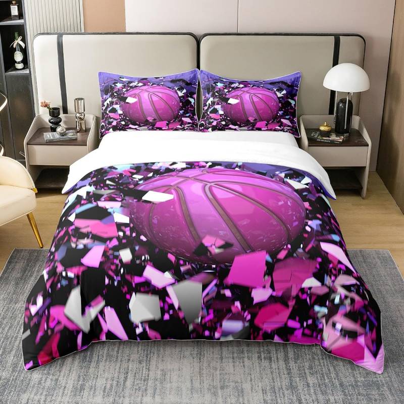 Jungen Fußball und Basketball Sport Bettdecke Bettbezug Set für Kinder Jungen, Weicher Leichter Bettdeckenbezug mit Kissenbezug 75*50cm 90x200cm-2pcs von Joom DACH