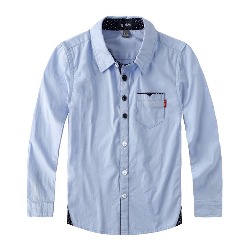 Jungen Hemd Frühling Herbst Kinder Einfarbig Baumwolle Langarm Bluse Teen Kinderkleidung 12-13 Years blau von Joom DACH