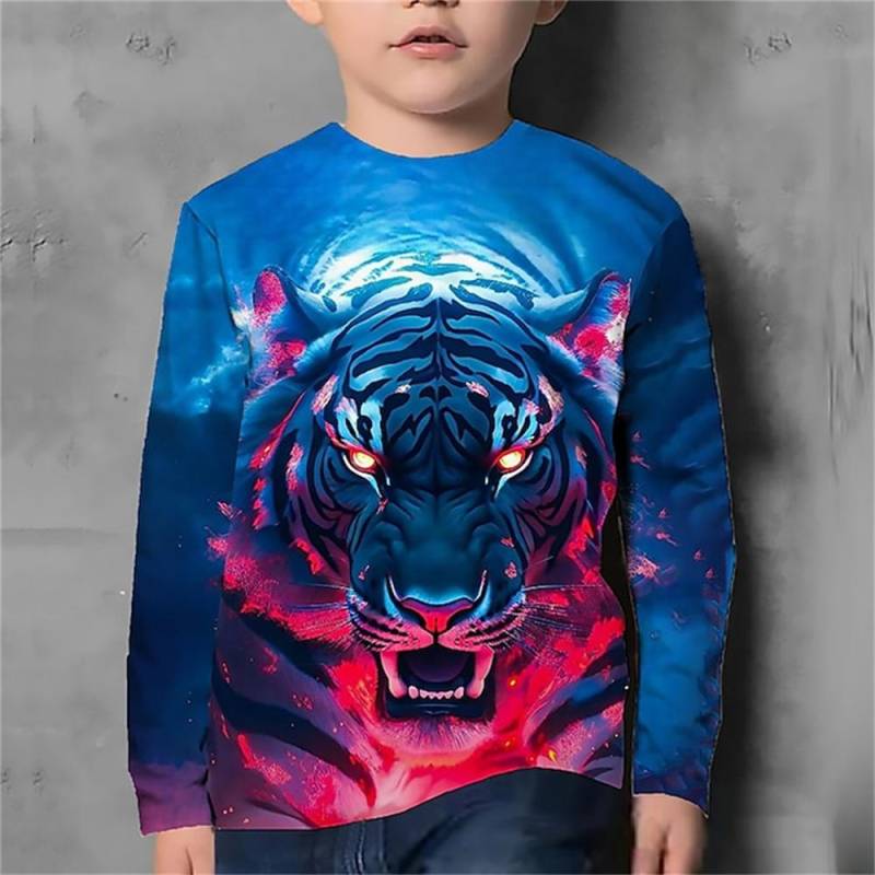 Jungen Herbst Kleidung Kinder Kinder 3d Tiere Drucken Koreanische Langarm T-Shirt Junge Mädchen T-Shirt 4-12 Jahre T-shirts 130 von Joom DACH