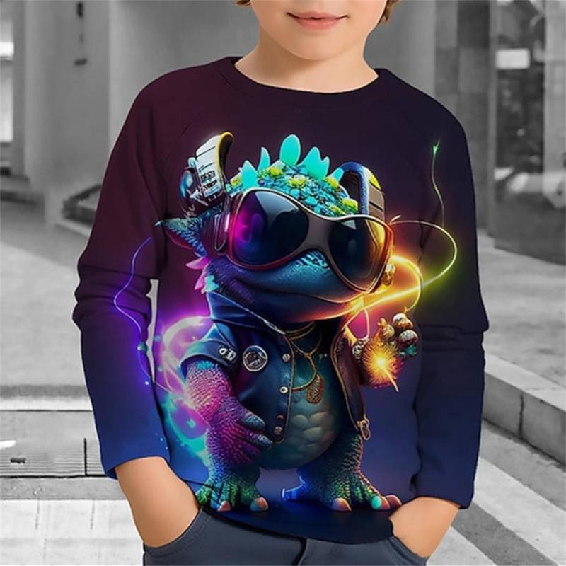 Jungen Herbst Kleidung Kinder Kinder 3d Tiere Drucken Koreanische Langarm T-Shirt Junge Mädchen T-Shirt 4-12 Jahre T-shirts 130 von Joom DACH