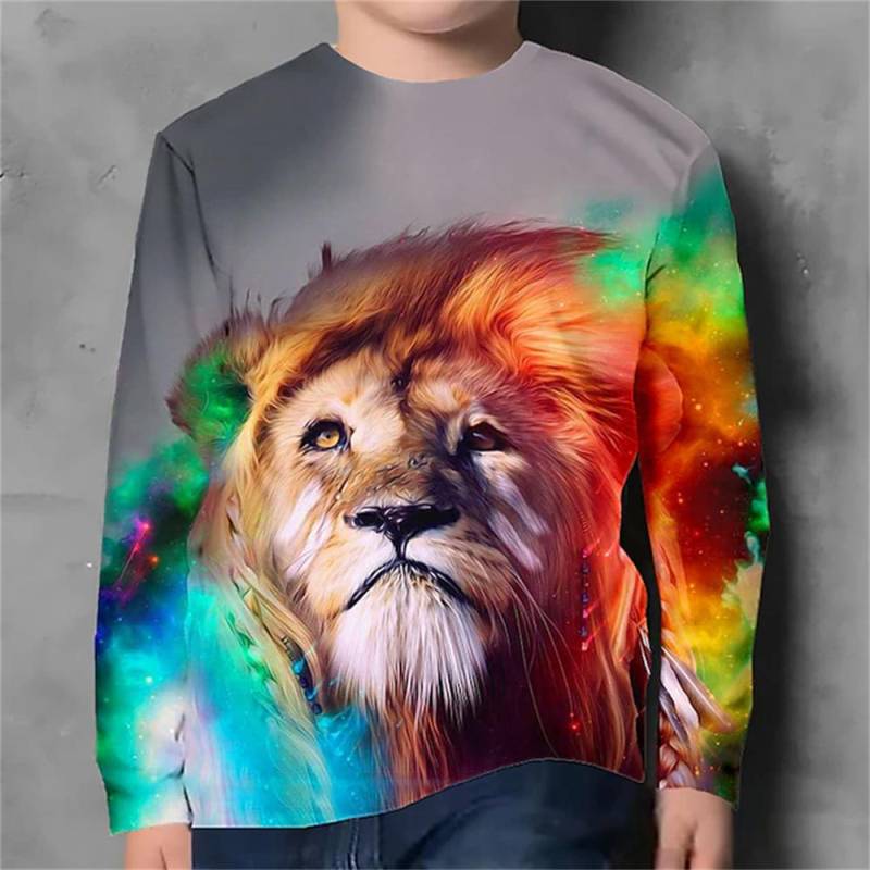Jungen Herbst Kleidung Kinder Kinder 3d Tiere Drucken Koreanische Langarm T-Shirt Junge Mädchen T-Shirt 4-12 Jahre T-shirts 130 von Joom DACH