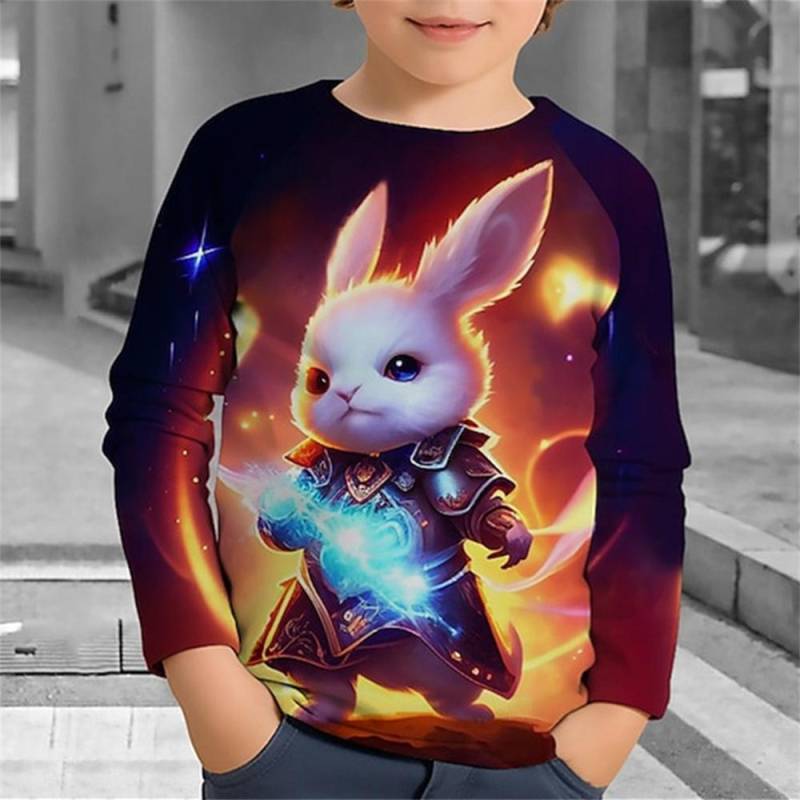 Jungen Herbst Kleidung Kinder Kinder 3d Tiere Drucken Koreanische Langarm T-Shirt Junge Mädchen T-Shirt 4-12 Jahre T-shirts 140 von Joom DACH