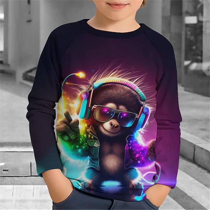 Jungen Herbst Kleidung Kinder Kinder 3d Tiere Drucken Koreanische Langarm T-Shirt Junge Mädchen T-Shirt 4-12 Jahre T-shirts 140 von Joom DACH