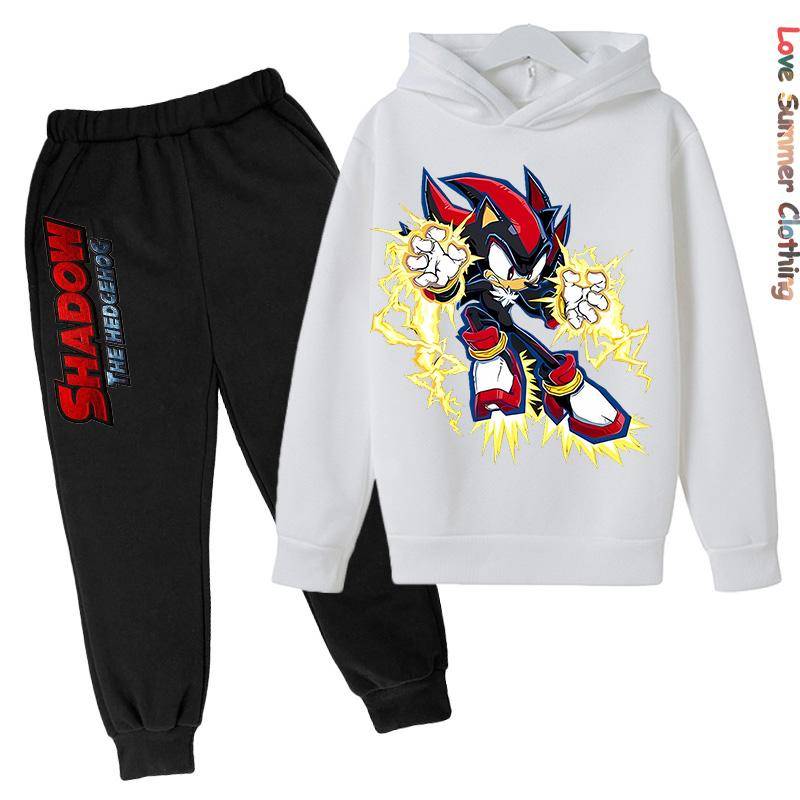 Jungen Hoodie Trainingsanzug Shadow Hedgehog HD Druck Sonic Herbst Kinder Mädchen Charakter Hoodie Set Alter 4-14 Dünnes Fleece Hoodie Set Trainingsanzug Polyester 110 von Joom DACH