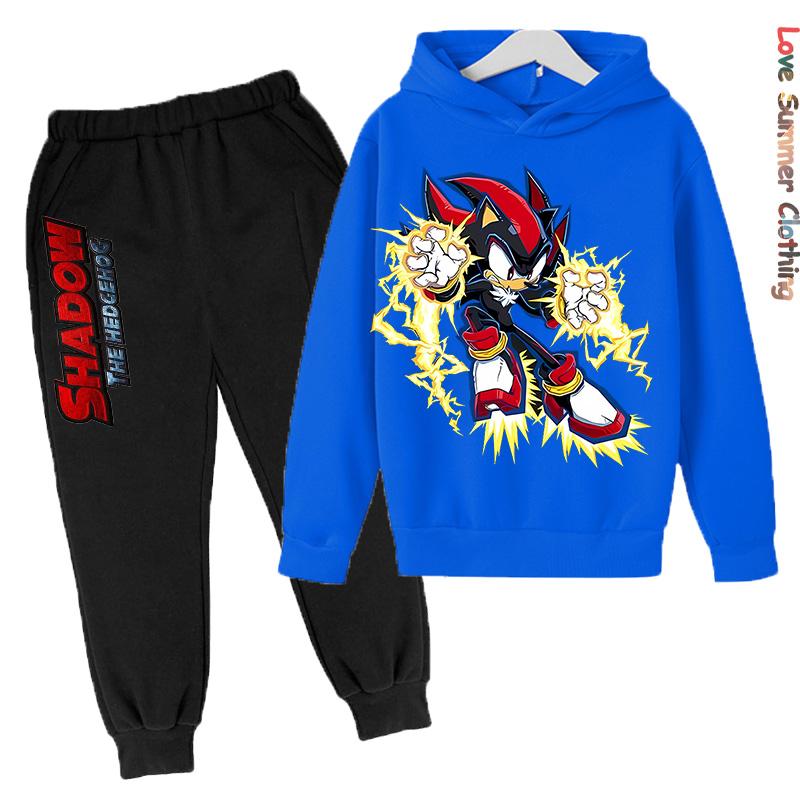Jungen Hoodie Trainingsanzug Shadow Hedgehog HD Druck Sonic Herbst Kinder Mädchen Charakter Hoodie Set Alter 4-14 Dünnes Fleece Hoodie Set Trainingsanzug Polyester 130 von Joom DACH