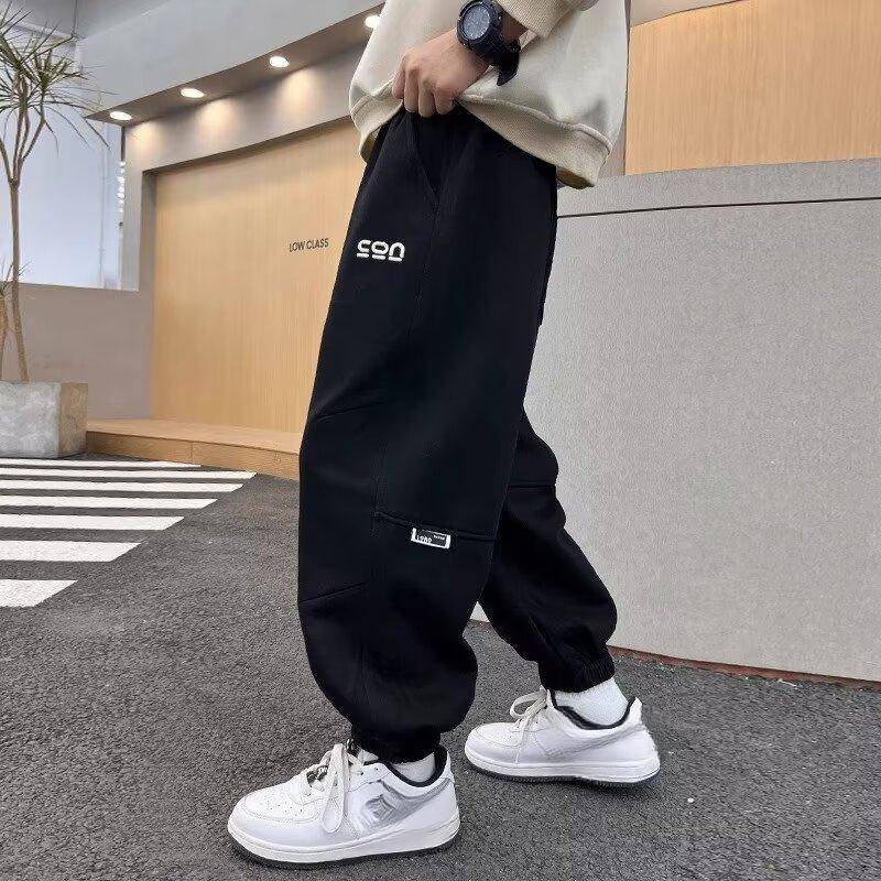Jungen Jogginghose Frühling und Herbst neue Flut hübsche modische Herbst Kinderhose Jungen Jogginghose Kinder Herbstkleidung 150 schwarz von Joom DACH