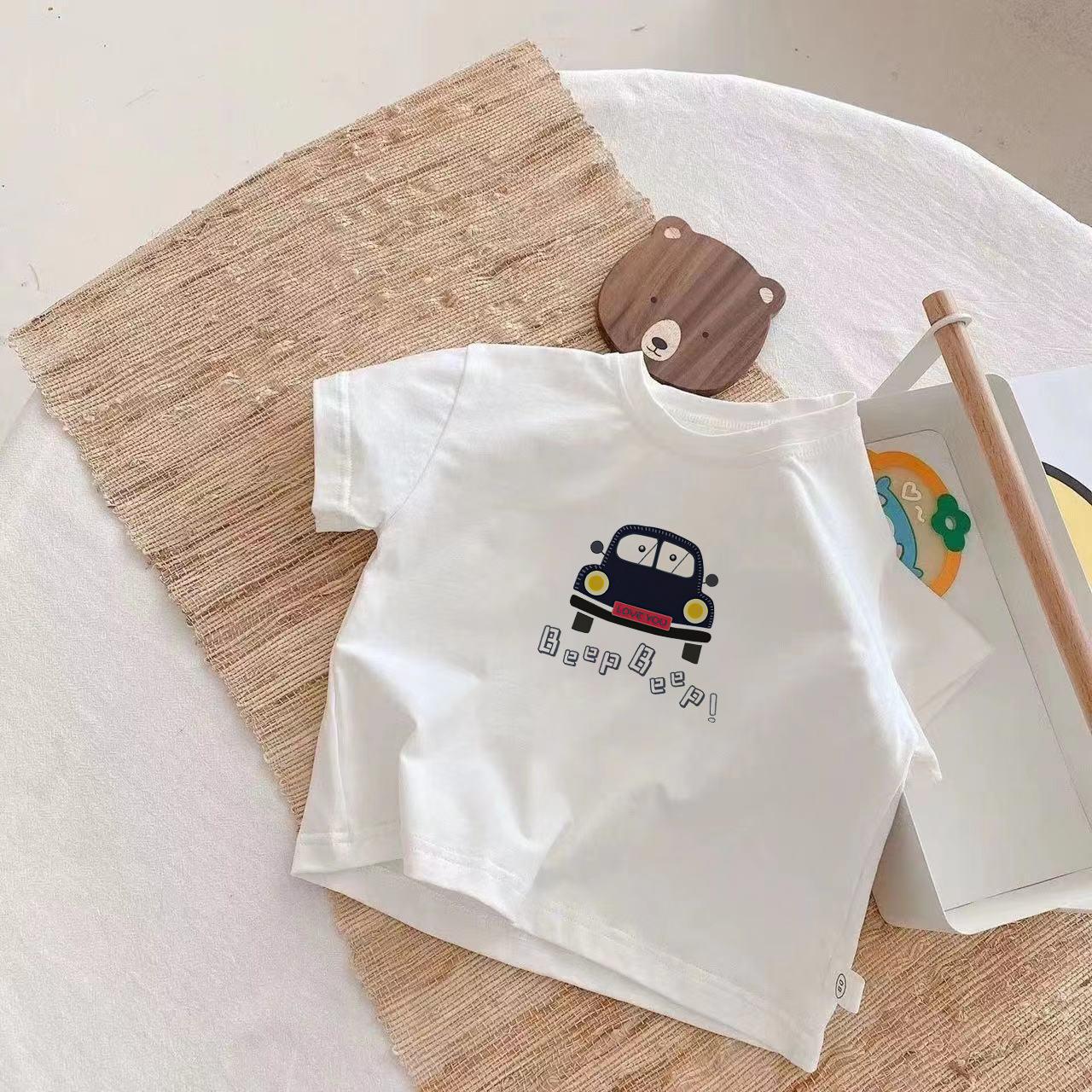 Jungen Kurzarm T-Shirt Baumwolle Tops Kleidung Kinder Sommer Baby Mädchen Kinderkleidung 140cm von Joom DACH