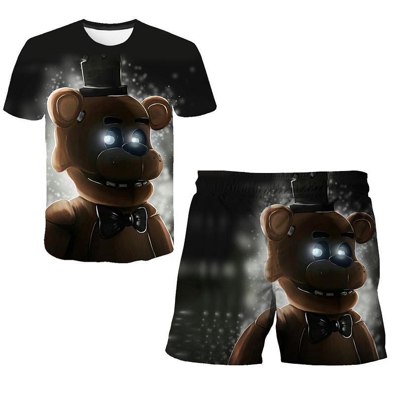 Jungen Mädchen Five Night At Freddy Cartoon Kleidung Sets Sommer Terroist Spiel T Shirts Kurze Hosen 2 Stück Anzüge FNAF Casual Outfits 140 von Joom DACH