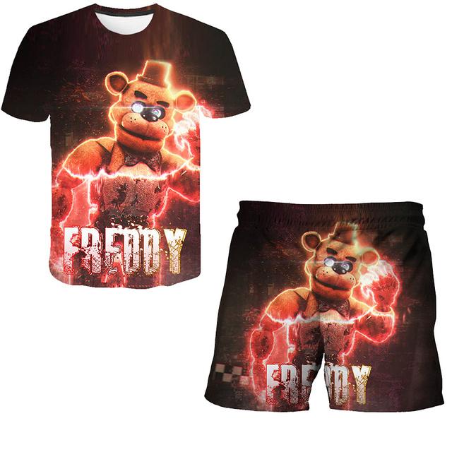 Jungen Mädchen Five Night At Freddy Cartoon Kleidung Sets Sommer Terroist Spiel T Shirts Kurze Hosen 2 Stück Anzüge FNAF Casual Outfits 150 von Joom DACH