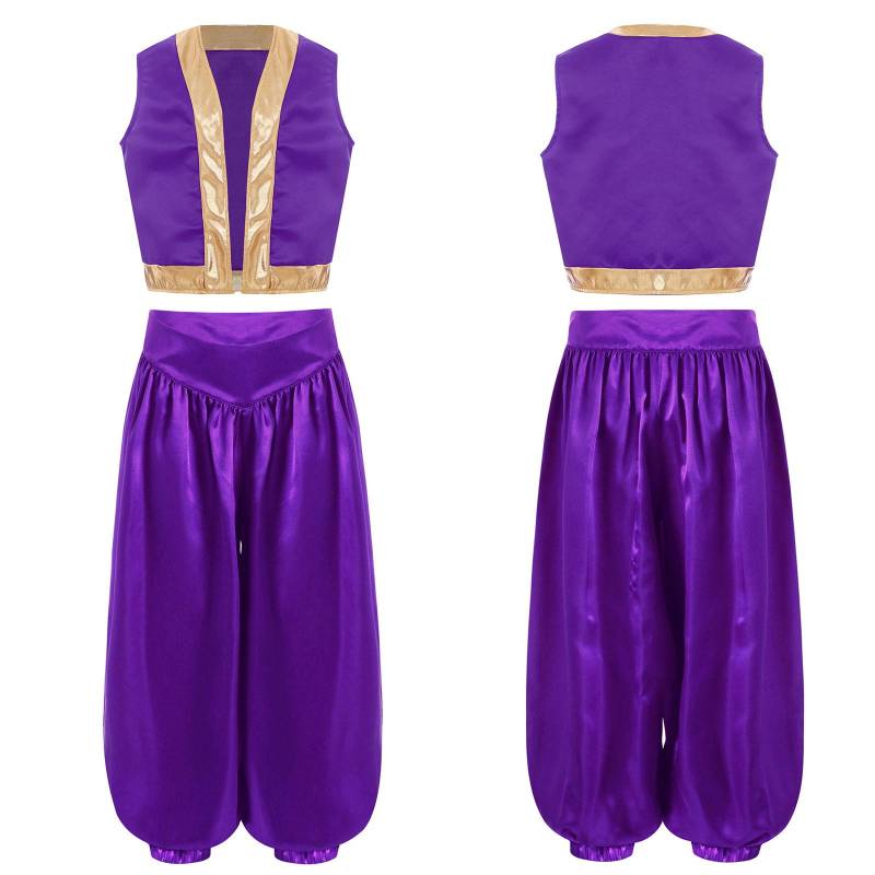 Jungen Mädchen Spielfigur Super Brothers Arabischer Prinz Cosplay Kostüm Lockere Weste mit Satin-Pumphose für Halloween Themenparty 9-10 Years von Joom DACH