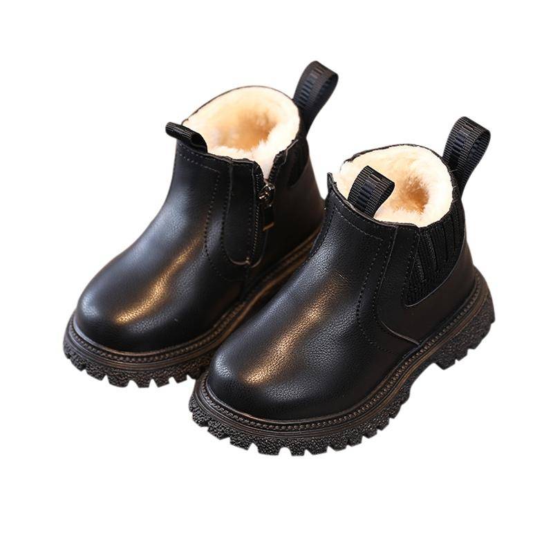 Jungen Mädchen Winter Innen Gepolsterte Samt Warme Stiefel Britischer Stil Rutschfeste Schneeschuhe Seitlicher Reißverschluss Design Kurze Stiefel Lederstiefel 21 von Joom DACH