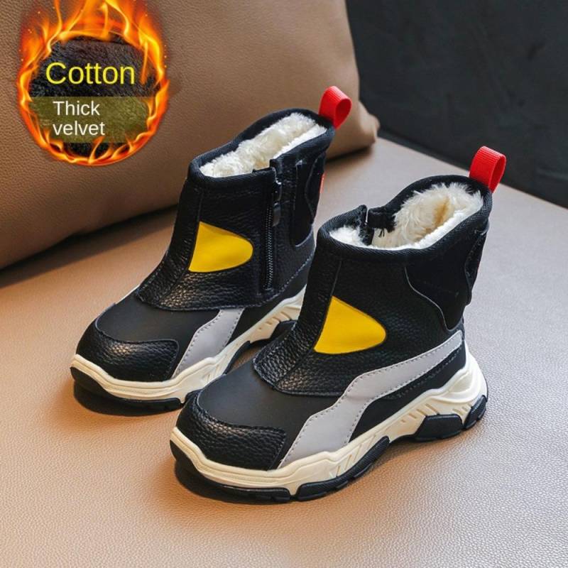 Jungen Mädchen Winter-Schneestiefel, wasserdicht, warm, mit Kunstplüsch gefütterte Outdoor-Schuhe 35 von Joom DACH