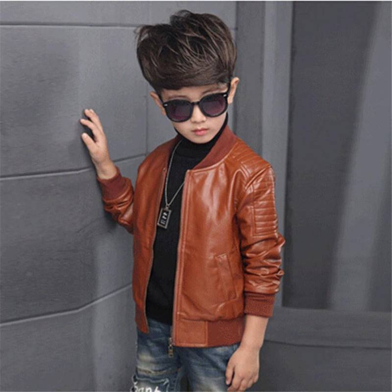 Jungen Mäntel Lederjacken Kinder Mode Oberbekleidung Jacke 110 braun von Joom DACH