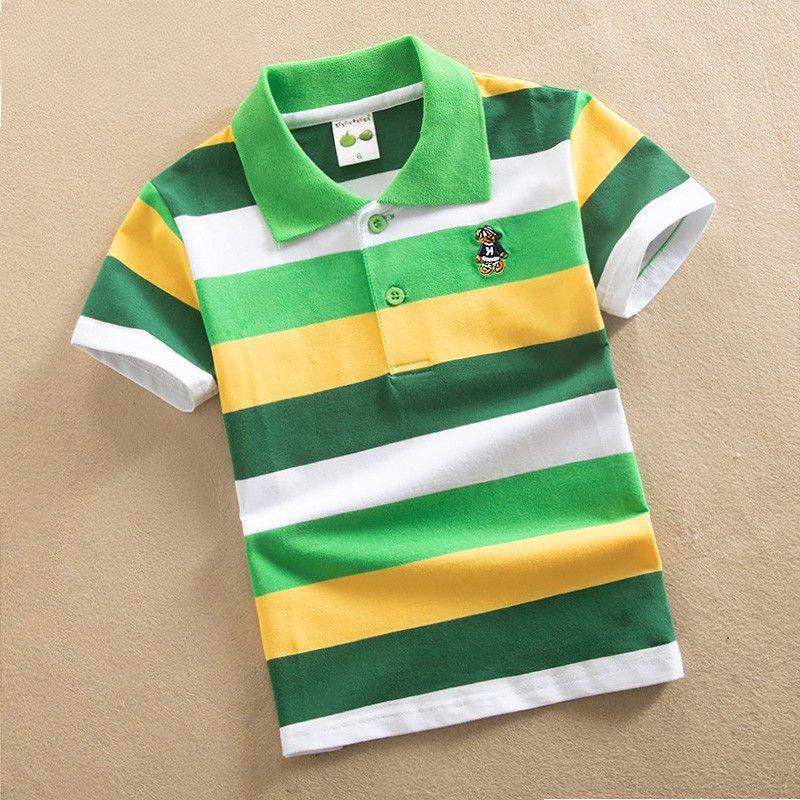 Jungen und Mädchen, Kinder-T-Shirts, Kinderbekleidung, Sommer Koreanischer Stil Revers Reine Baumwolle Kurzarm-T-Shirts Neuer Stil 120cm von Joom DACH