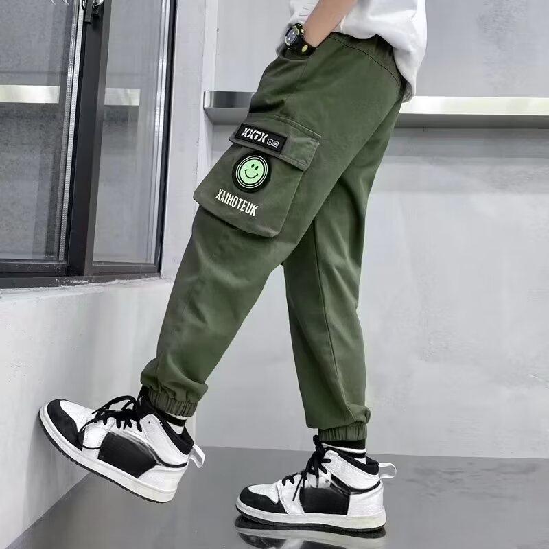 Jungenhose, modische, hübsche, lässige Jogginghose für mittlere und große Jungen, vielseitige, dünne Arbeitshose für den Sommer 170 grün von Joom DACH