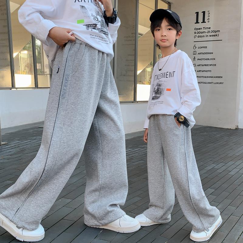 Jungenhosen Frühling und Herbst Sweatpants Neuer Stil Große Jungen Locker Lässige Sporthose Kinder Weitbeinige Gerade Hose 130 graue von Joom DACH