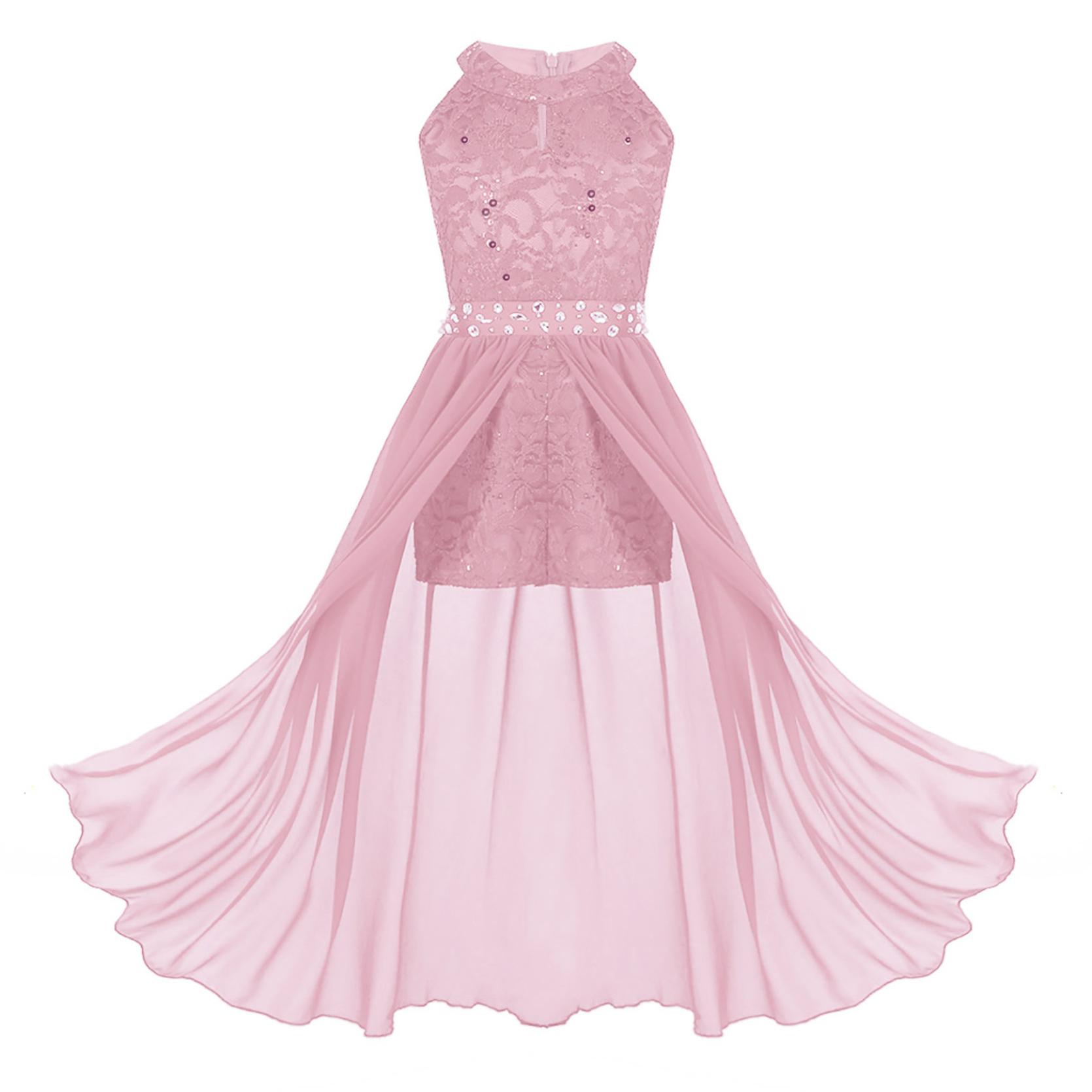 Junior Blumen Brautjungfer Hochzeit Geburtstag Party Kleid Kinder Ballkleider Kleines Mädchen Zeremonie Tanz bodenlanges Kleid 11-12 Years rosa von Joom DACH