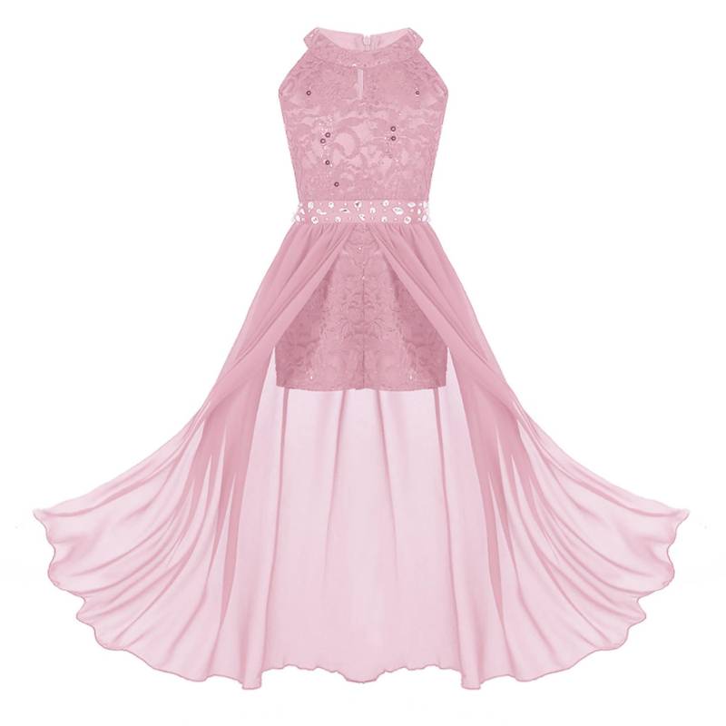 Junior Blumen Brautjungfer Hochzeit Geburtstag Party Kleid Kinder Ballkleider Kleines Mädchen Zeremonie Tanz bodenlanges Kleid 11-12 Years rosa von Joom DACH