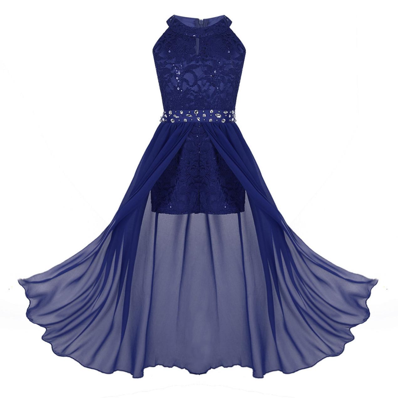 Junior Blumen Brautjungfer Hochzeit Geburtstag Party Kleid Kinder Ballkleider Kleines Mädchen Zeremonie Tanz bodenlanges Kleid 15-16 Years blau von Joom DACH