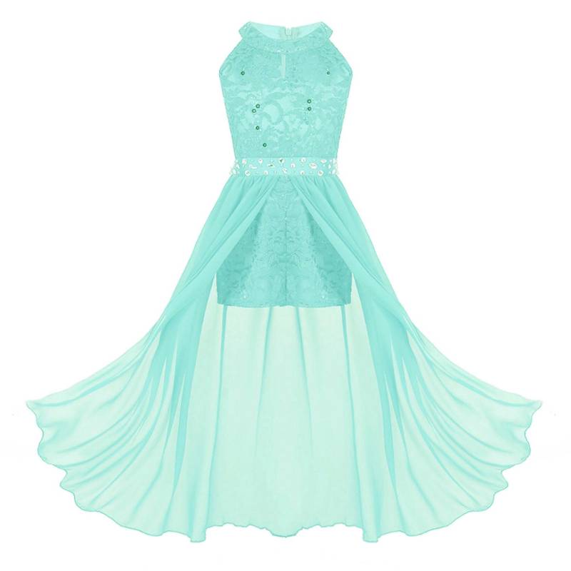 Junior Blumen Brautjungfer Hochzeit Geburtstag Party Kleid Kinder Ballkleider Kleines Mädchen Zeremonie Tanz bodenlanges Kleid 9-10 Years minze, grüne von Joom DACH