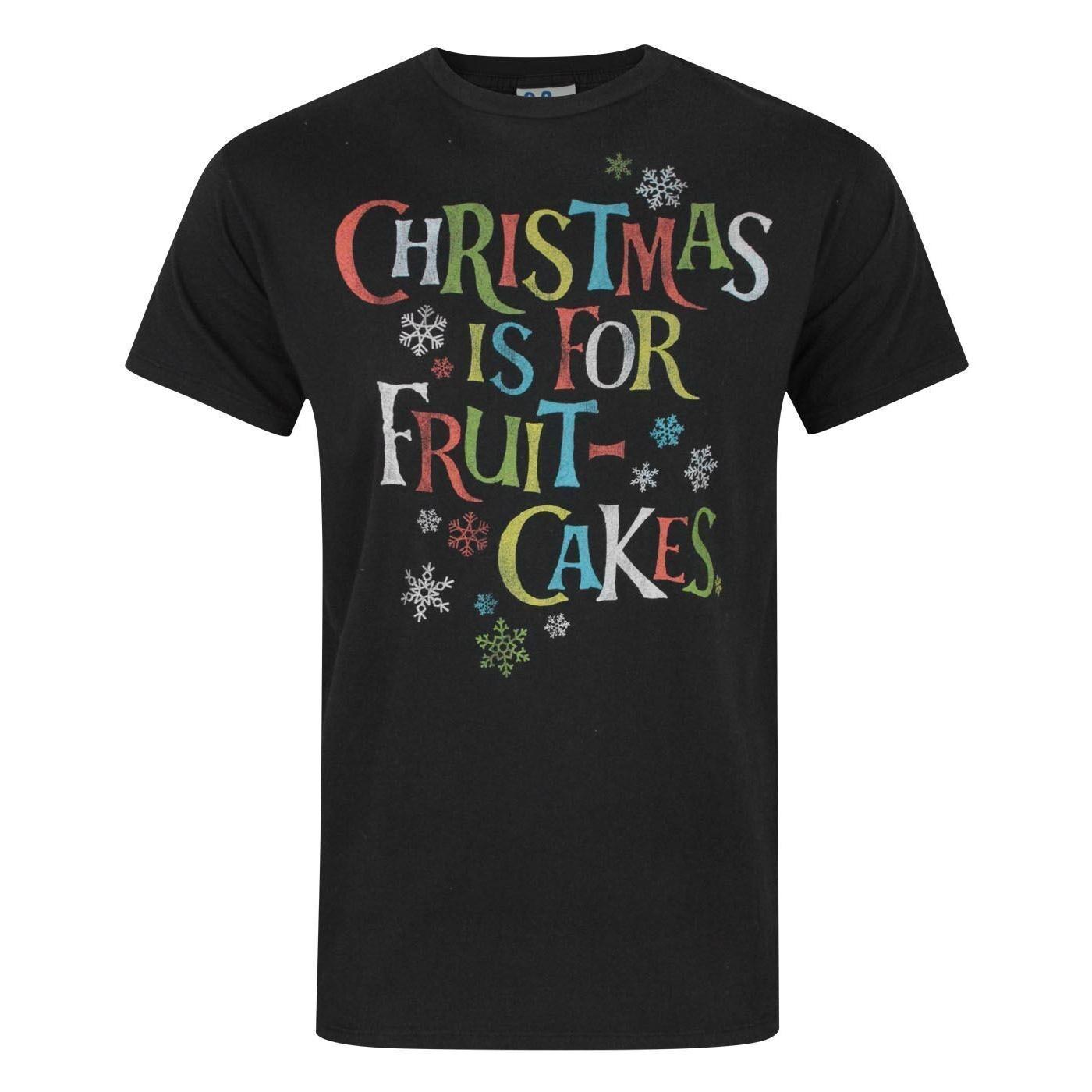 Junk Food Herren-T-Shirt „Weihnachten ist für Obstkuchen“. M schwarz von Joom DACH